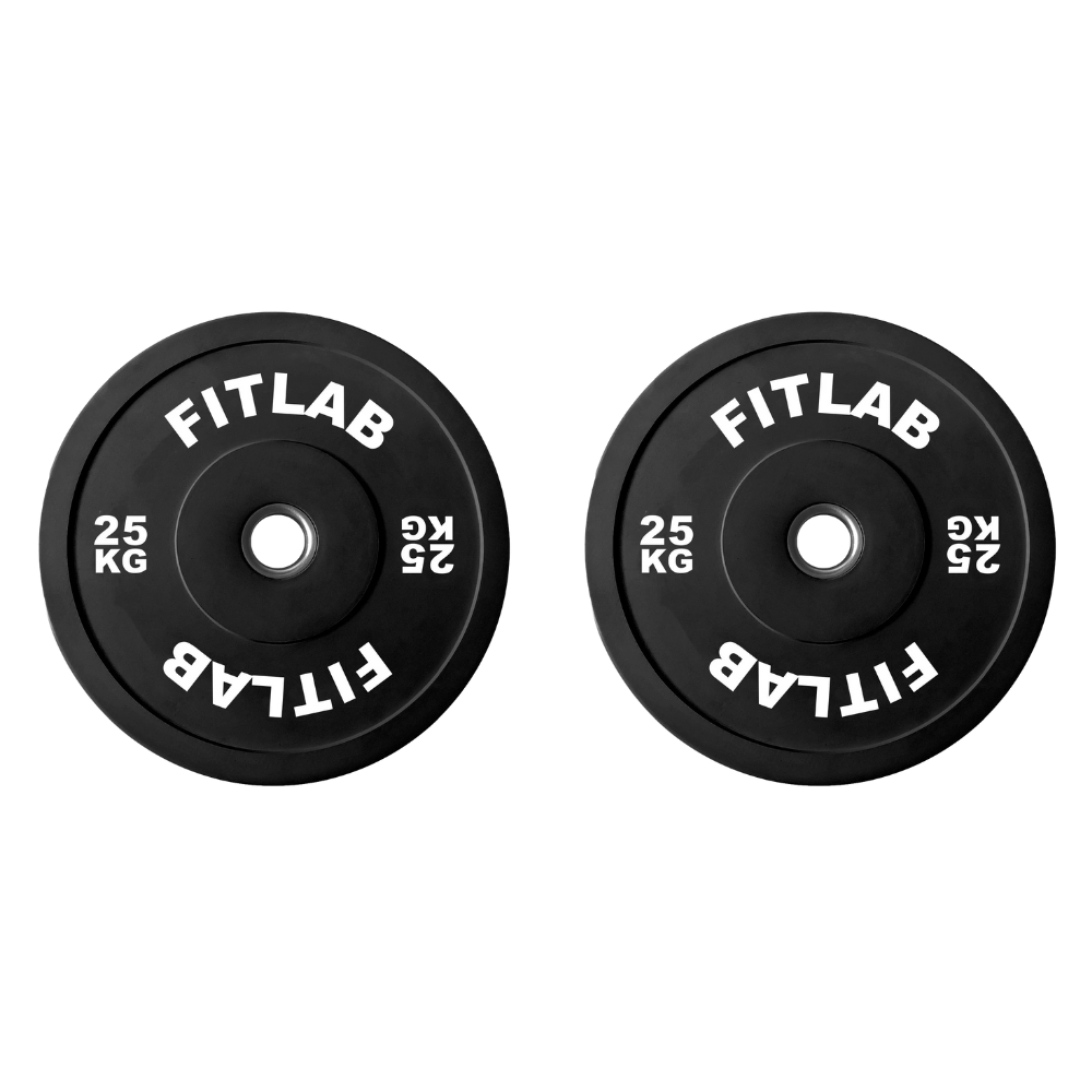 FITLAB Premium Black Bumper Plates - 25kg (Pair)