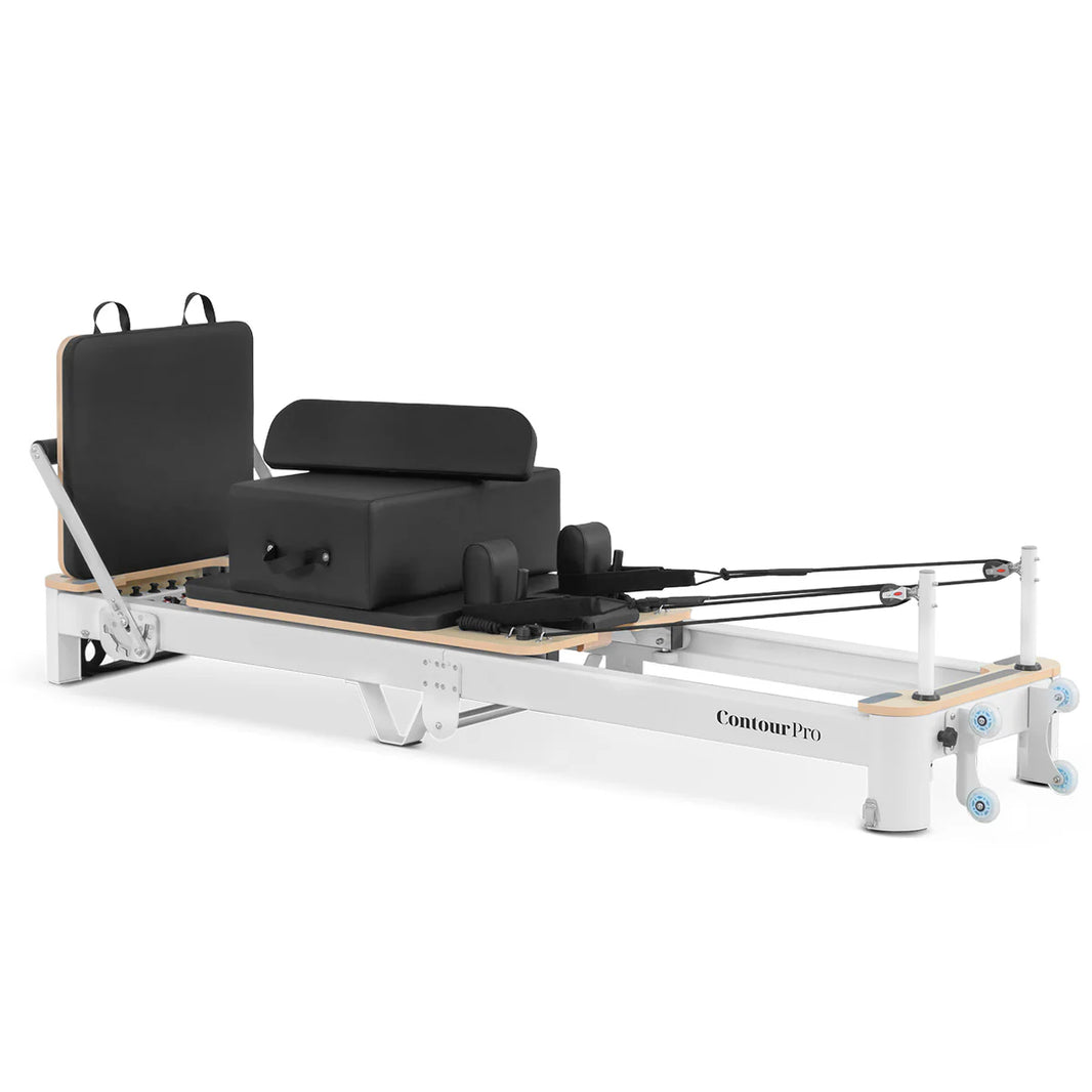 Shop the Contour Pro portable Pilates reformer machine. Perfect for home Pilates reformer exercises. Buy now and enjoy a durable, foldable, high-quality design.