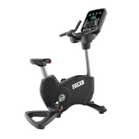 Black spin workout bicycle exercise bike with digital display on a white background