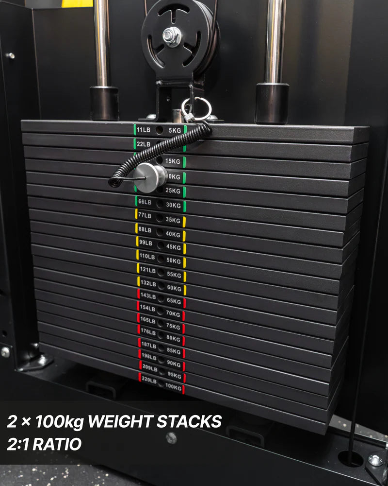 200 kg weight stack pin-loaded Functional Trainer with Smith Machine & Pulley Cable System