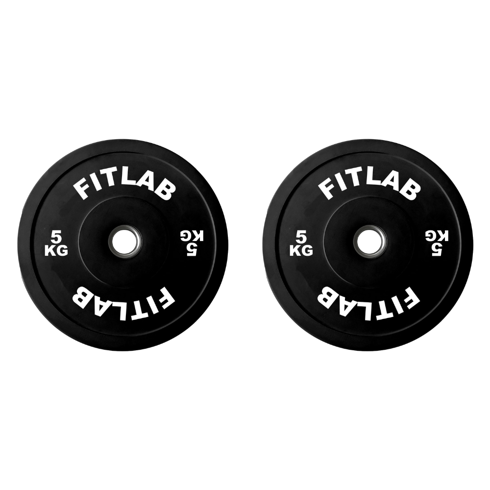 FITLAB Premium Black Bumper Plates - 5kg (Pair)