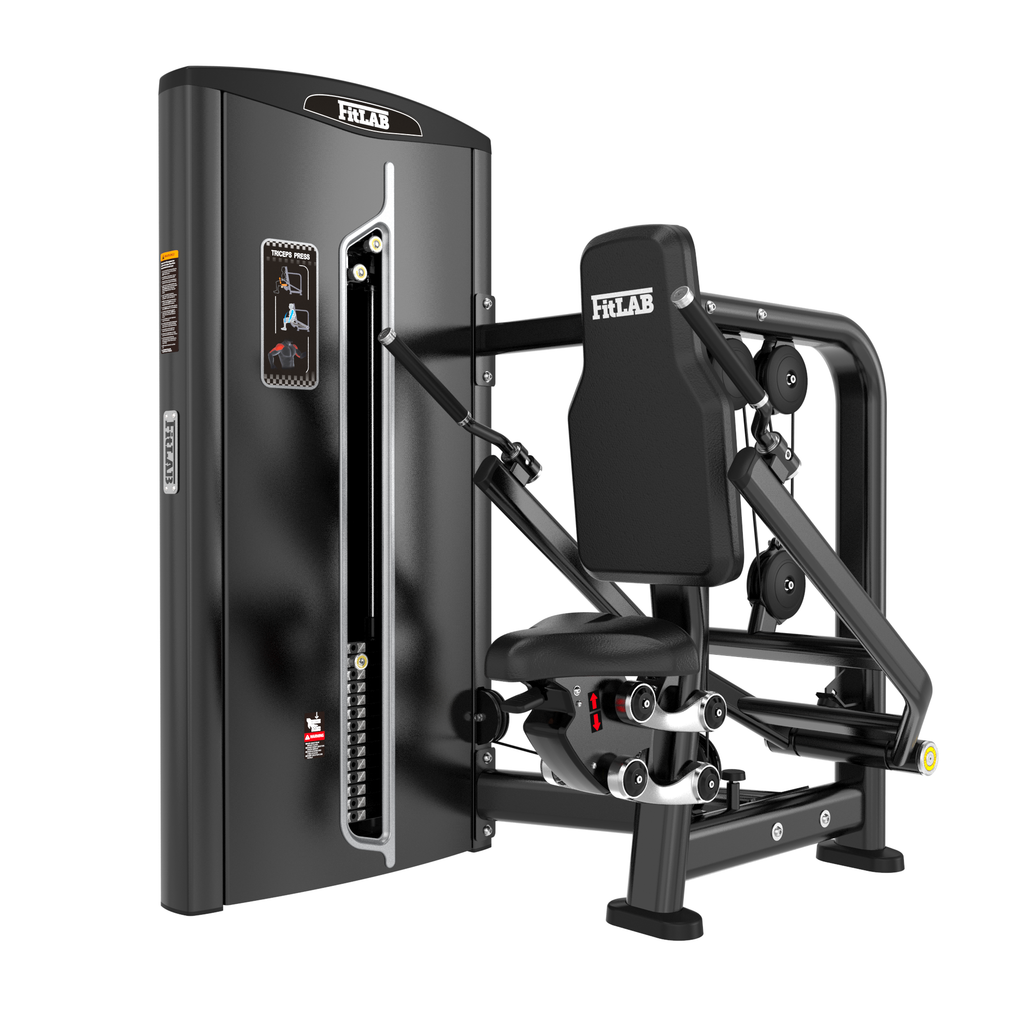 Buy best commercial fitness equipment in Australia — FITLAB pin-loaded seated tricep dip machine, rugged build, isolate & sculpt triceps with precision.