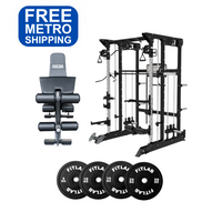 Bring the Gym Home - Adjustable Plate Base (FX100 + Adjustable Bench + Black Weight Plates)