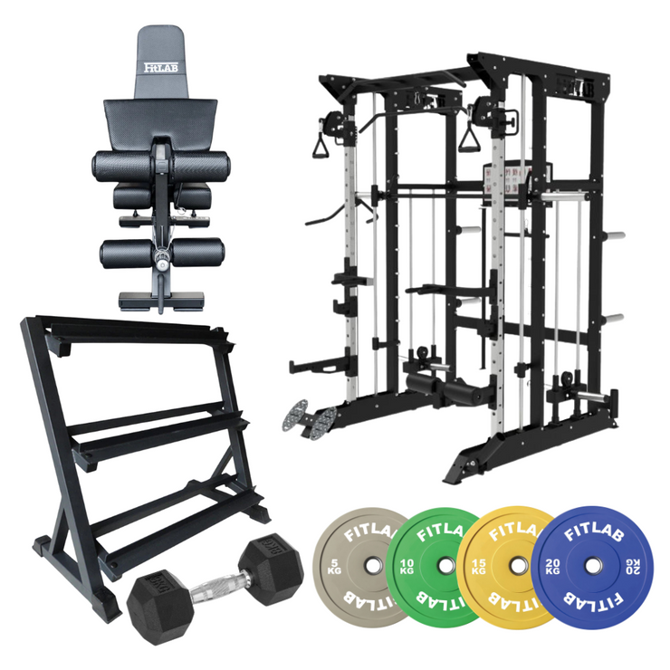 Bring the Gym Home - Flexible Colour Lift Station (FX100 + Adjustable Bench + Dumbbells + Coloured Weight Plates)