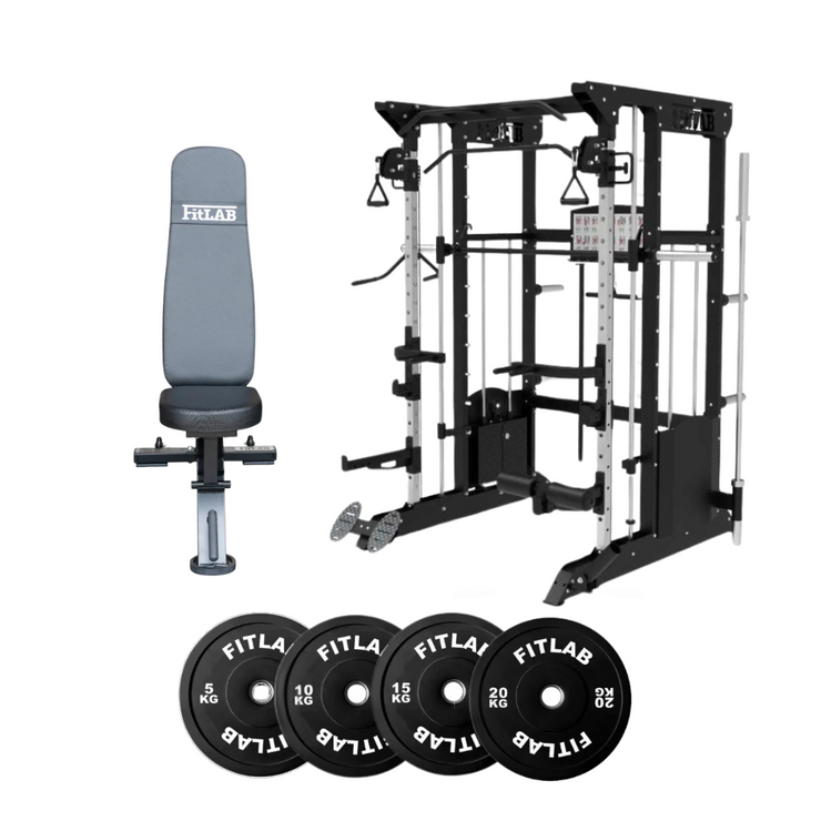 Bring the Gym Home - Weight Plate Ready (FX200 + Commercial Bench + Black Weight Plates)