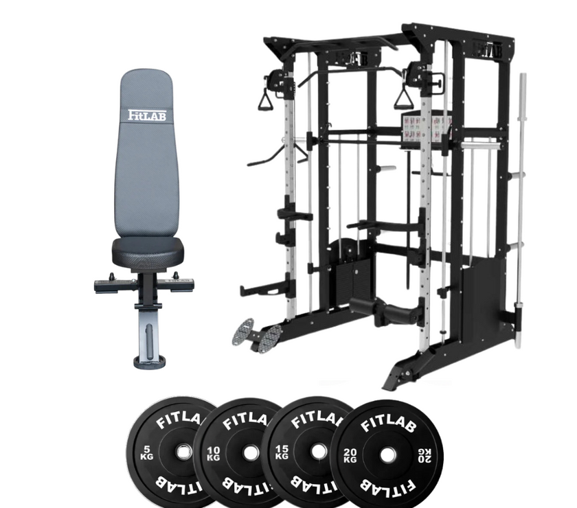 Bring the Gym Home - Weight Plate Ready (FX200 + Commercial Bench + Black Weight Plates)