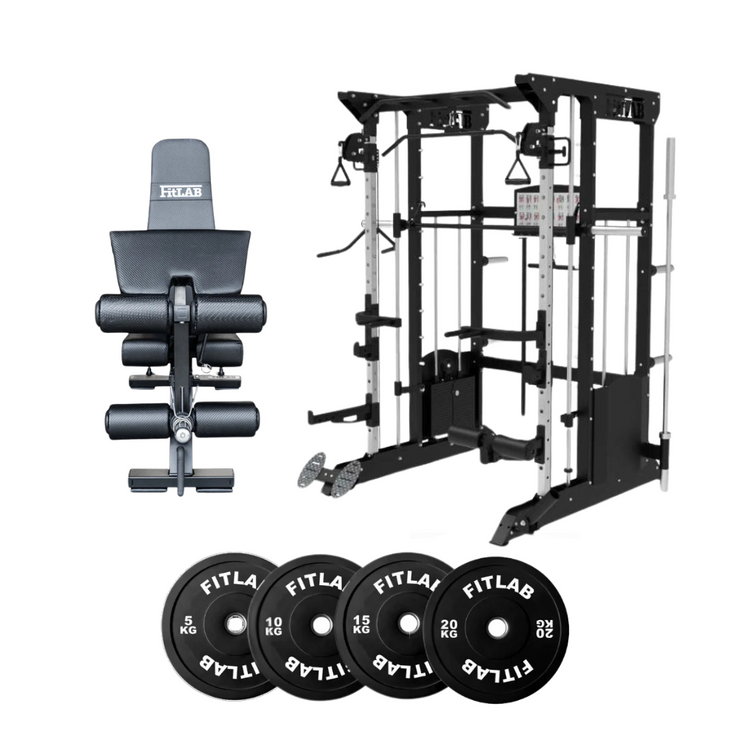 Bring the Gym Home - Adjustable Plate Base (FX200 + Adjustable Bench + Black Weight Plates)