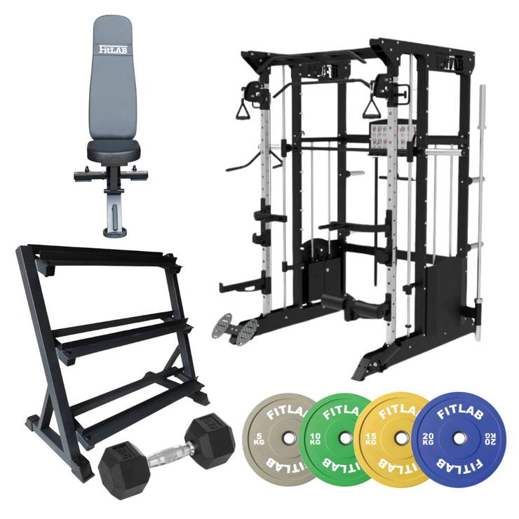 Bring the Gym Home - Colour Essential Lift (FX200 + Commercial Bench + Light Dumbbells + Coloured Weight Plates)