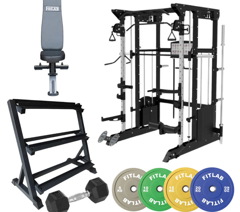 Bring the Gym Home - Colour Essential Lift (FX200 + Commercial Bench + Light Dumbbells + Coloured Weight Plates)