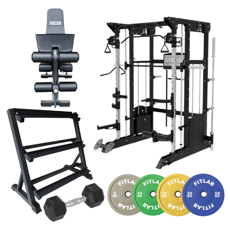 Bring the Gym Home - Flexible Colour Lift Station (FX200 + Adjustable Bench + Light Dumbbells + Coloured Weight Plates)