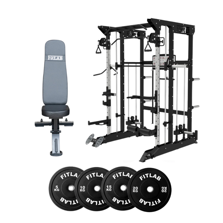 Bring the Gym Home - Weight Plate Ready (FX100 + Commercial Bench + Black Weight Plates)