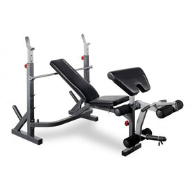 Weight bench with weight plates barbell stand