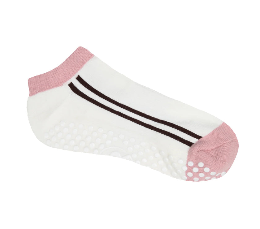 Ankle Grip Socks - Pink/Chocolate Stripe/Medium