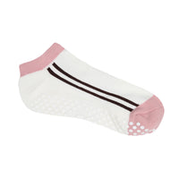 Ankle Grip Socks - Pink/Chocolate Stripe/Medium