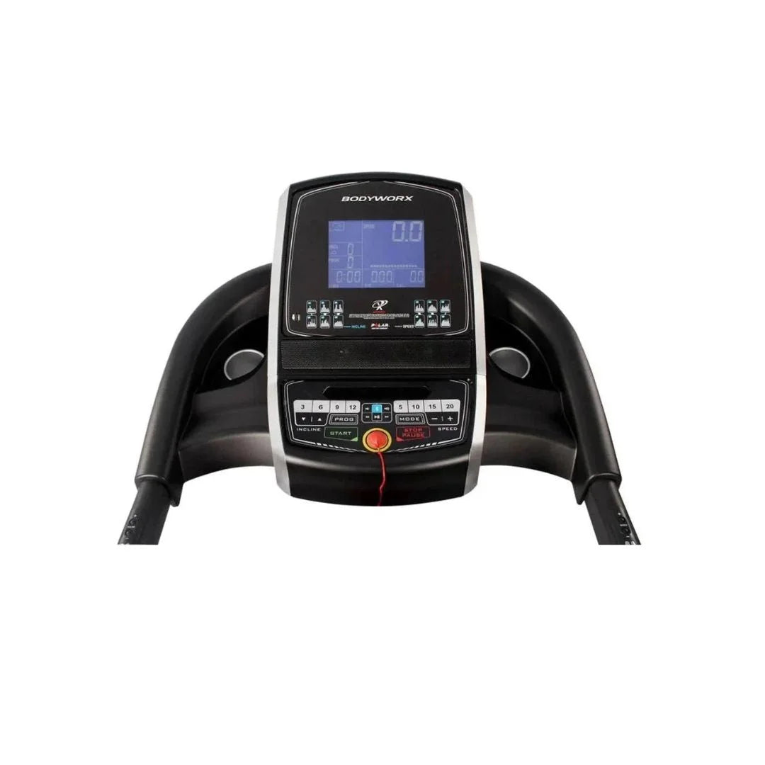 The BodyworX 3.0hp foldable treadmill is a durable running machine for sale—great for walking & HIIT workouts