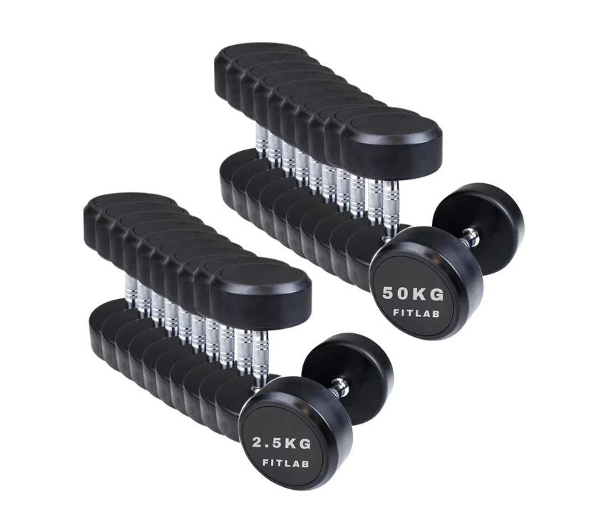 BUY PRO DUMBBELLS TO 50KG 20 X PAIRS WITH RACKS