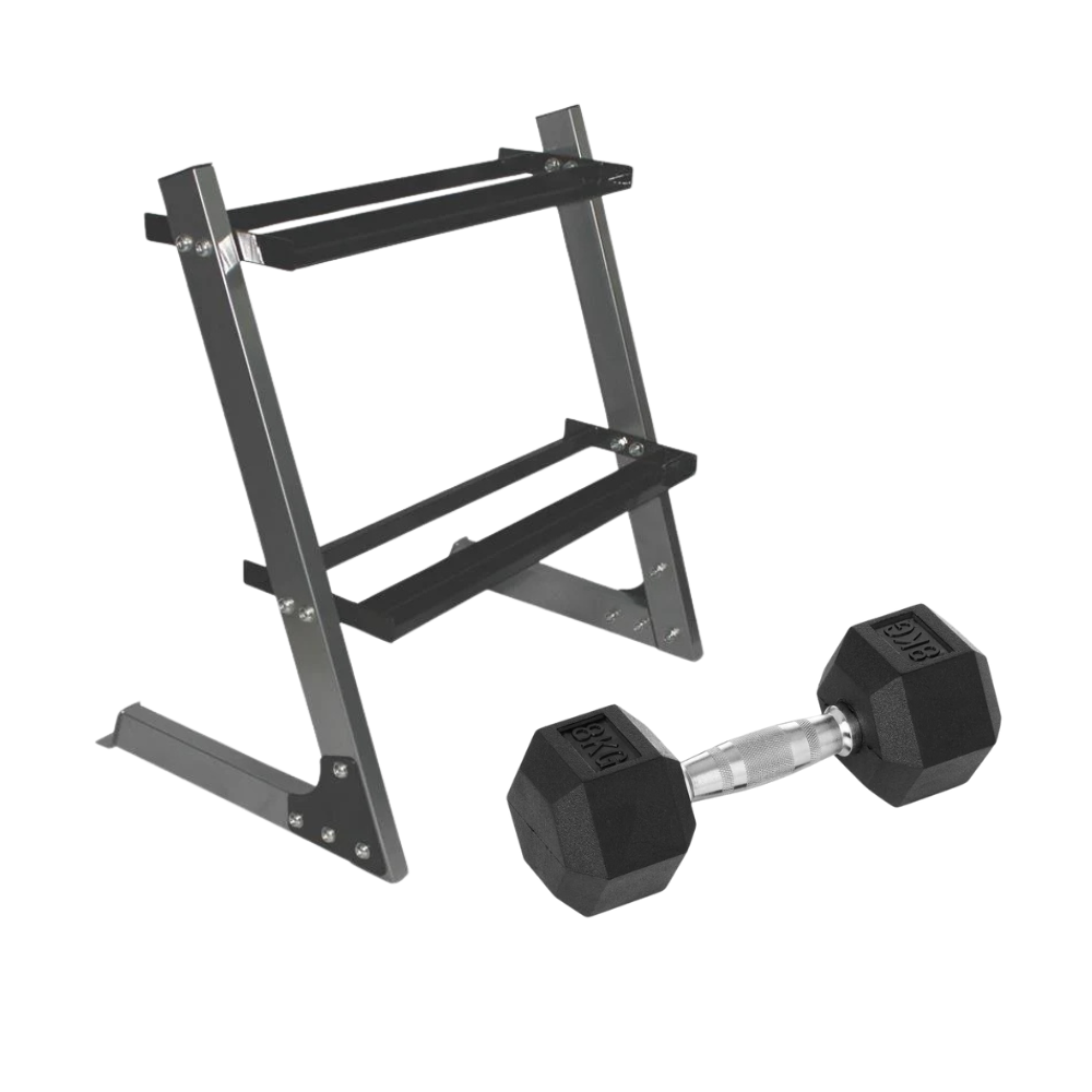 Fitlab 2 Tier Compact Dumbbell Rack Bundle (4,6,8,10,12.5kg Pairs)