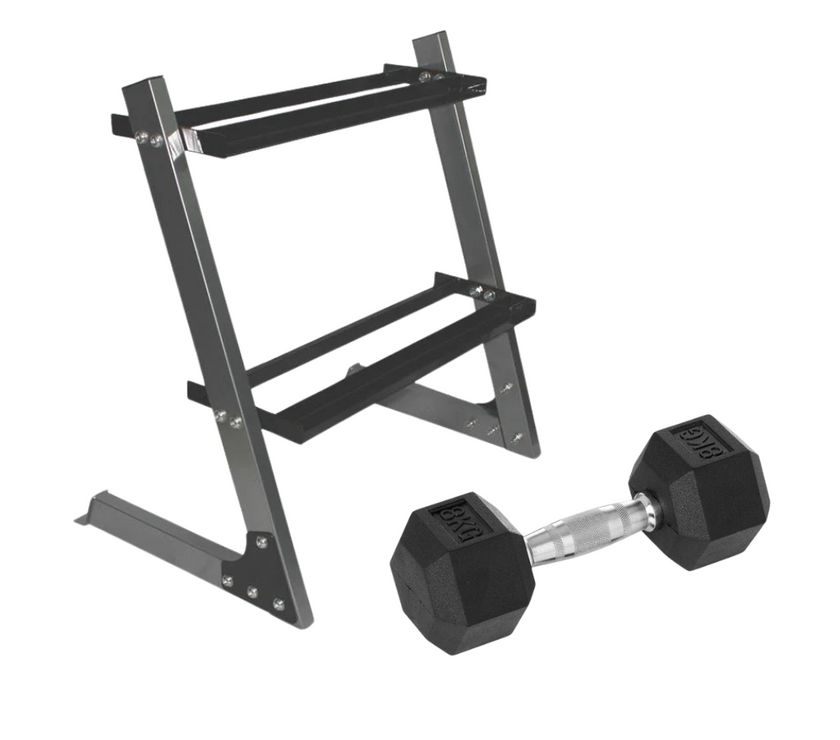 Fitlab 2 Tier Compact Dumbbell Rack Bundle (4,6,8,10,12.5kg Pairs)