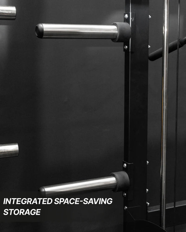 all‐in‐one functional trainer power rack with smith machine and barbell storage
