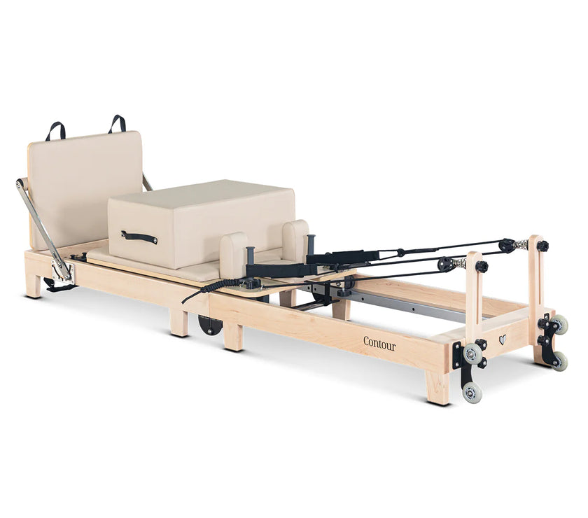 Contour Folding Wooden Pilates Reformer Machine (Beige)
