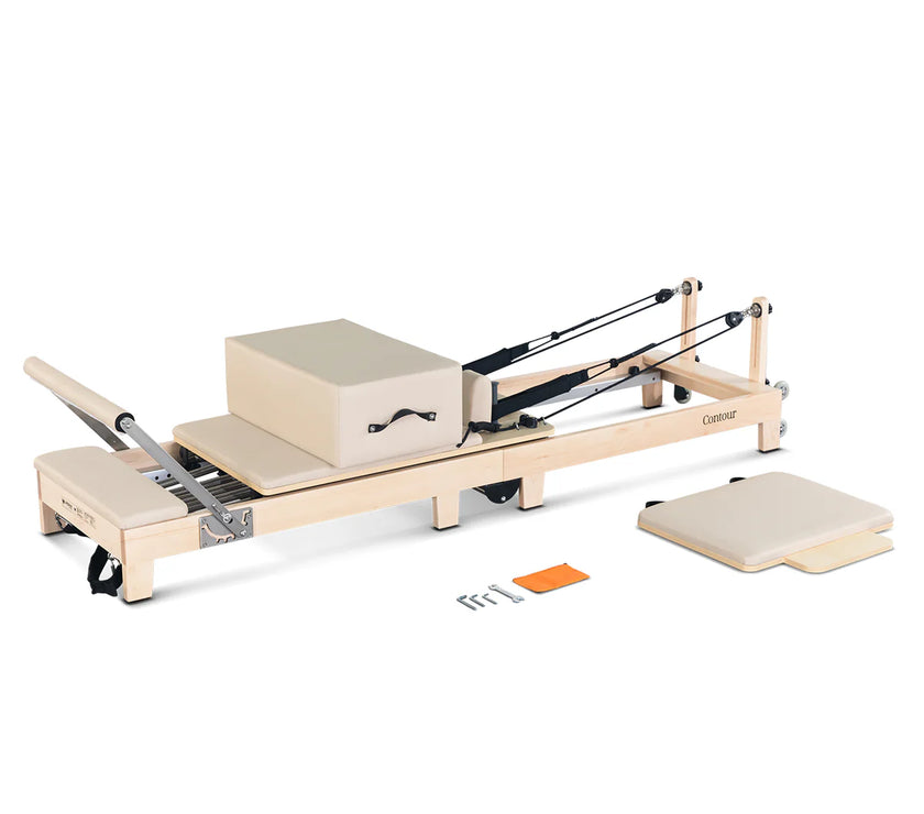 Contour Folding Wooden Pilates Reformer Machine (Beige)