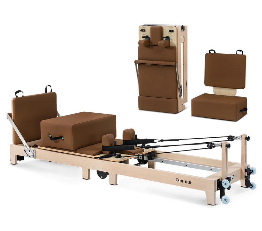 Shop the Contour Pilates Reformer in Espresso. Compact, foldable design with adjustable springs & accessories. Perfect for home workouts.
