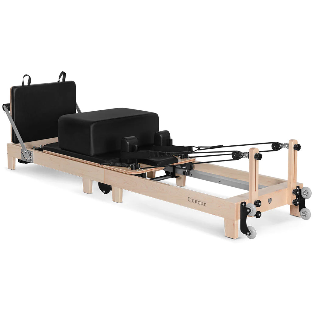 Contour Foldable Wooden Pilates Reformer Machine (Black)