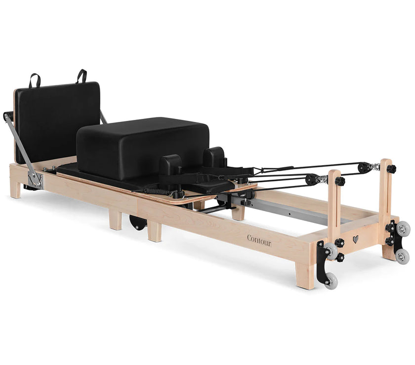 Contour Foldable Wooden Pilates Reformer Machine (Black)