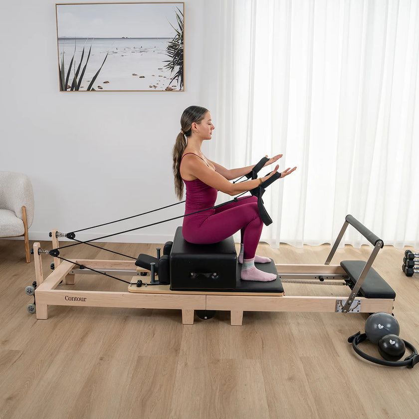Contour Foldable Wooden Pilates Reformer Machine (Black)