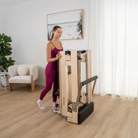 Contour Foldable Wooden Pilates Reformer Machine (Black)
