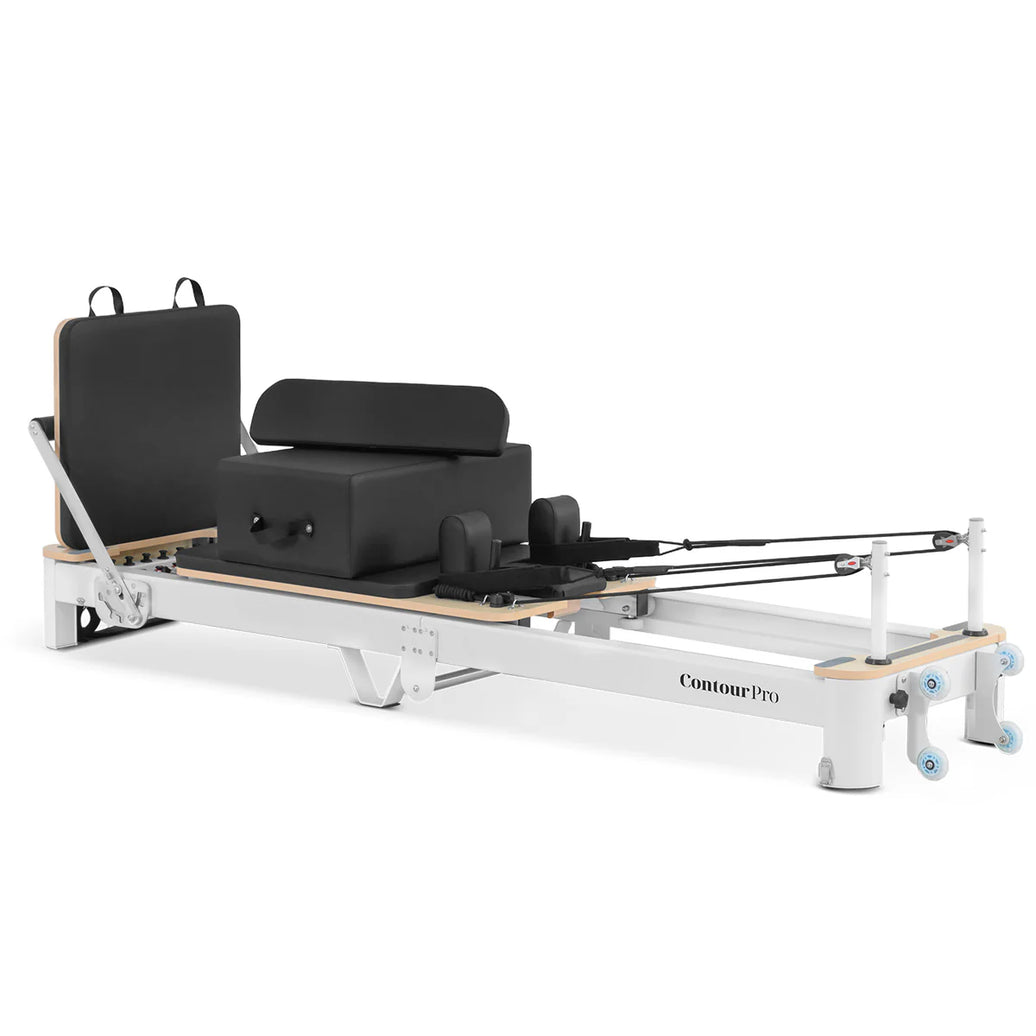 Shop the Contour Pro portable Pilates reformer machine. Perfect for home Pilates reformer exercises. Buy now and enjoy a durable, foldable, high-quality design.