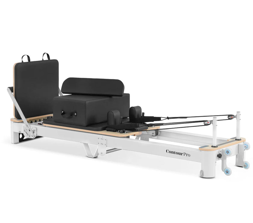 Shop the Contour Pro portable Pilates reformer machine. Perfect for home Pilates reformer exercises. Buy now and enjoy a durable, foldable, high-quality design.