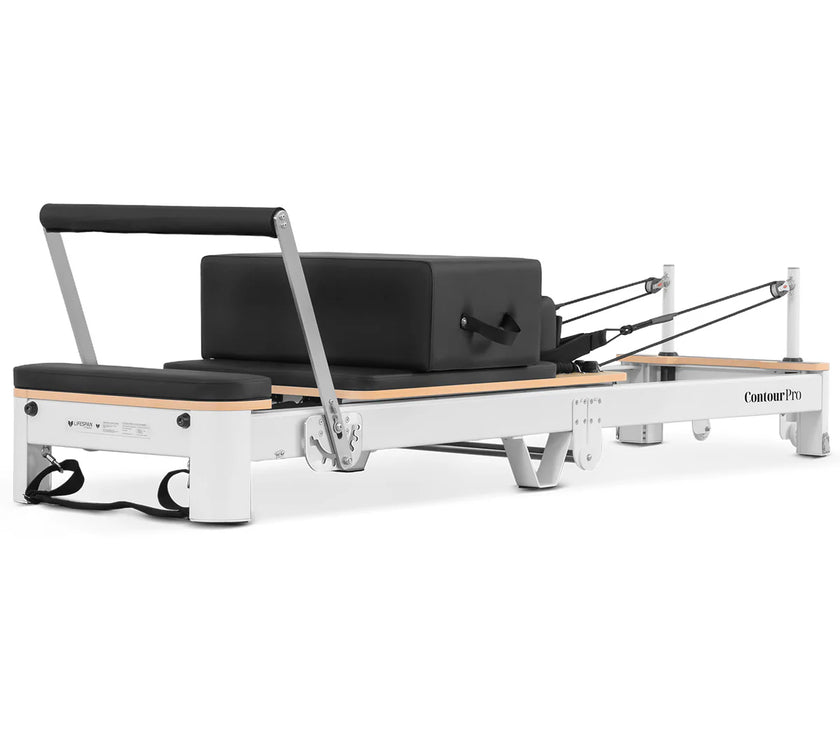 Shop the Contour Pro portable Pilates reformer machine. Perfect for home Pilates reformer exercises. Buy now and enjoy a durable, foldable, high-quality design.