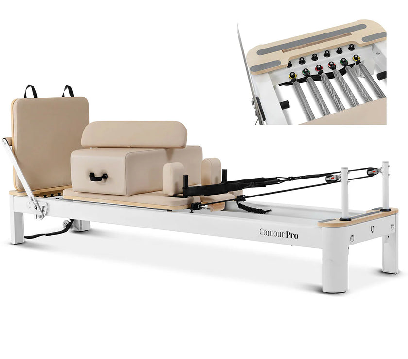Contour Pro Aluminium Pilates Reformer Machine (Beige) - PRE ORDER