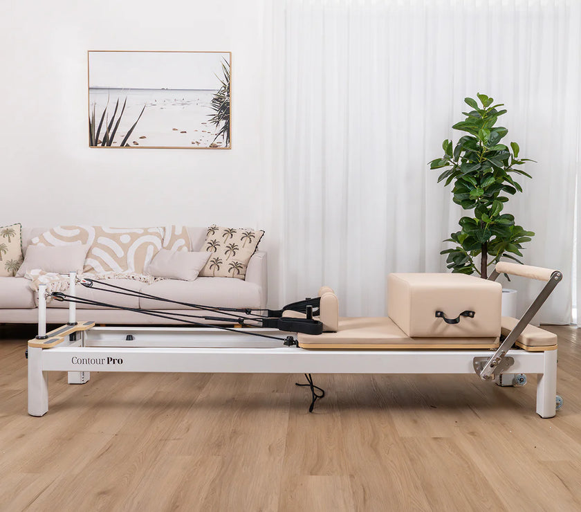 Contour Pro Aluminium Pilates Reformer Machine (Beige) - PRE ORDER
