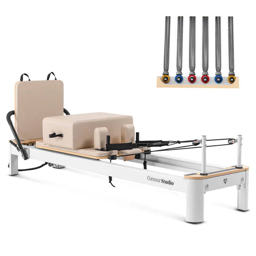 Shop the Contour Studio Pilates Reformer machine. Perform versatile pilates reformer exercises at home or studio with this durable, portable reformer.