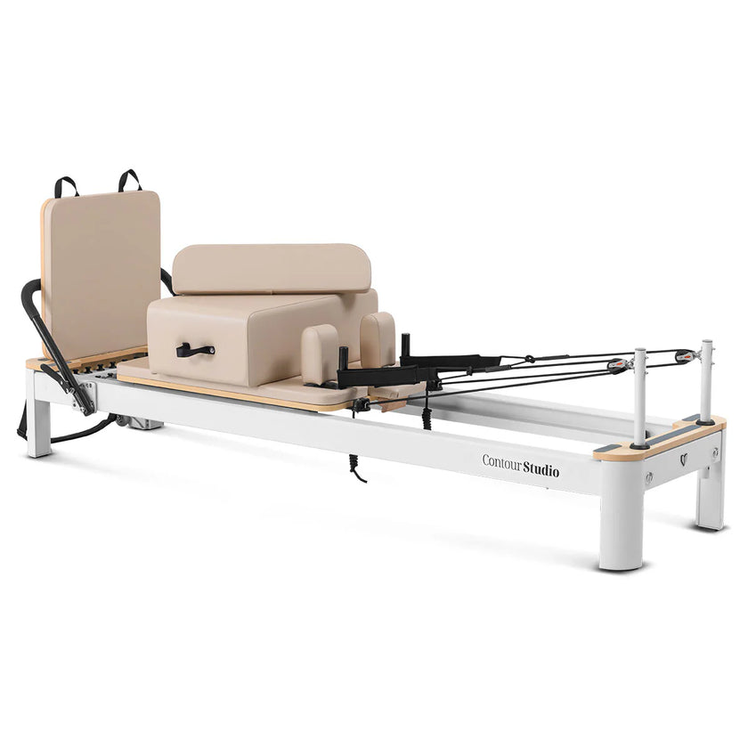 Shop the Contour Studio Pilates Reformer machine. Perform versatile pilates reformer exercises at home or studio with this durable, portable reformer.