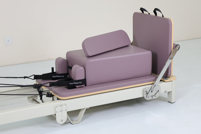 Foldable Hue Pilates Reformer Machine in Mauve