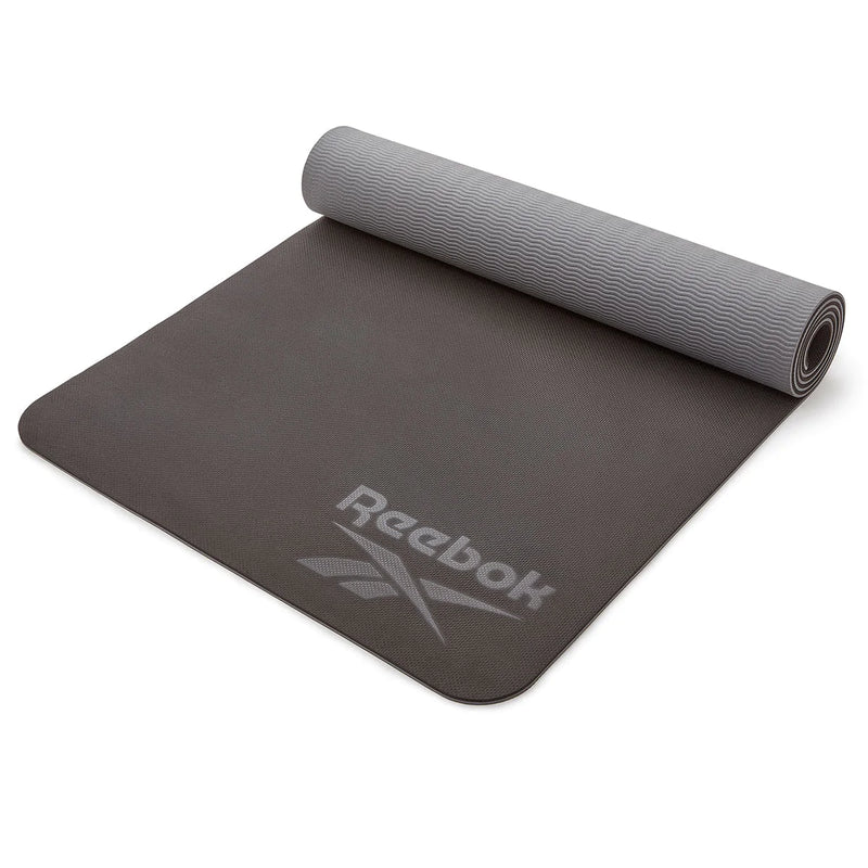 Reebok Double Sided Yoga Mat (6mm, Black/Grey)