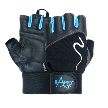 Rappd - G force Leather Gloves With Wrist Wrap Blue